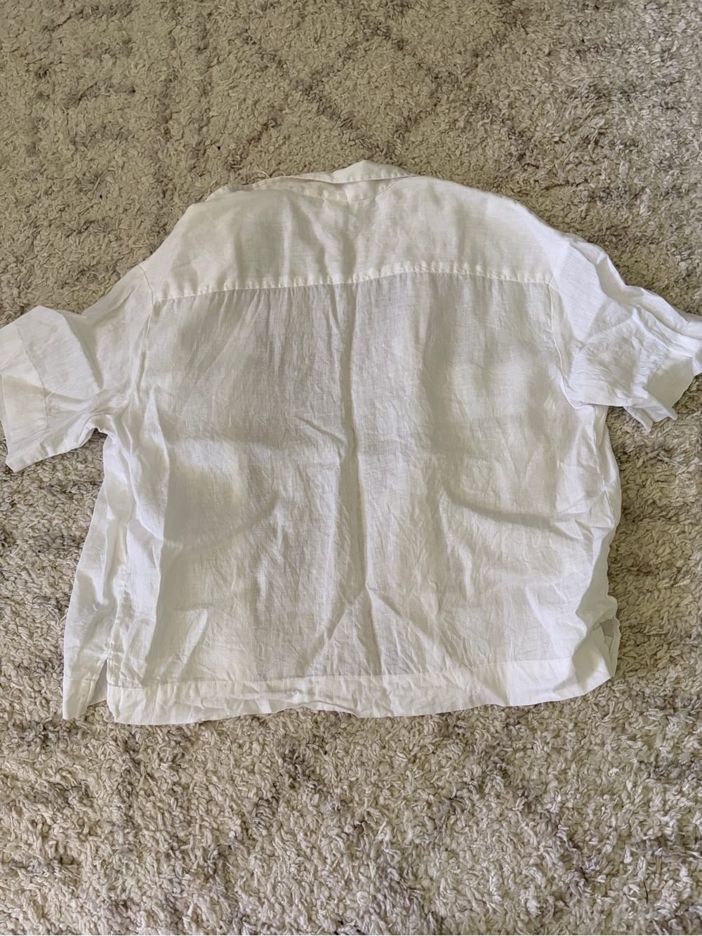 H&M White Short-Sleeve Linen Button-Down Shirt - Picture 3 of 4